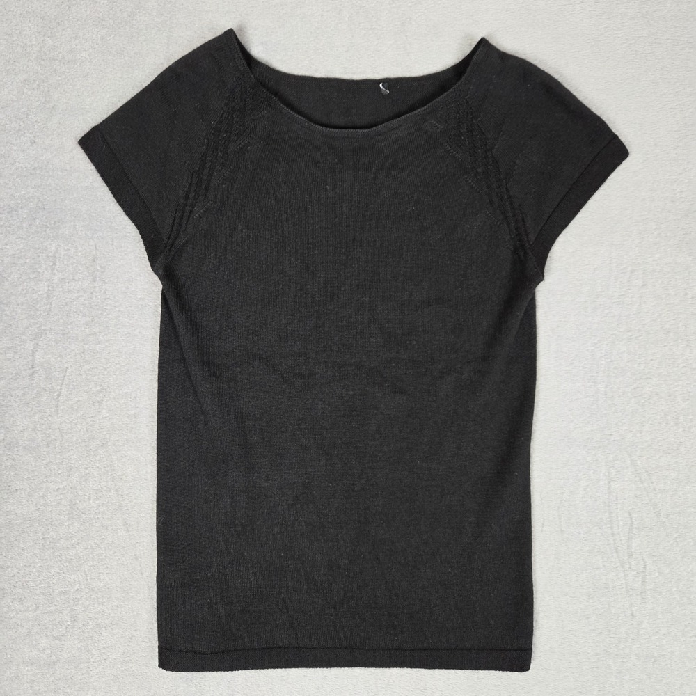Giorgio Armani T Shirt Womens XS Black Top Short Sleeve Cashmere Silk Blend
